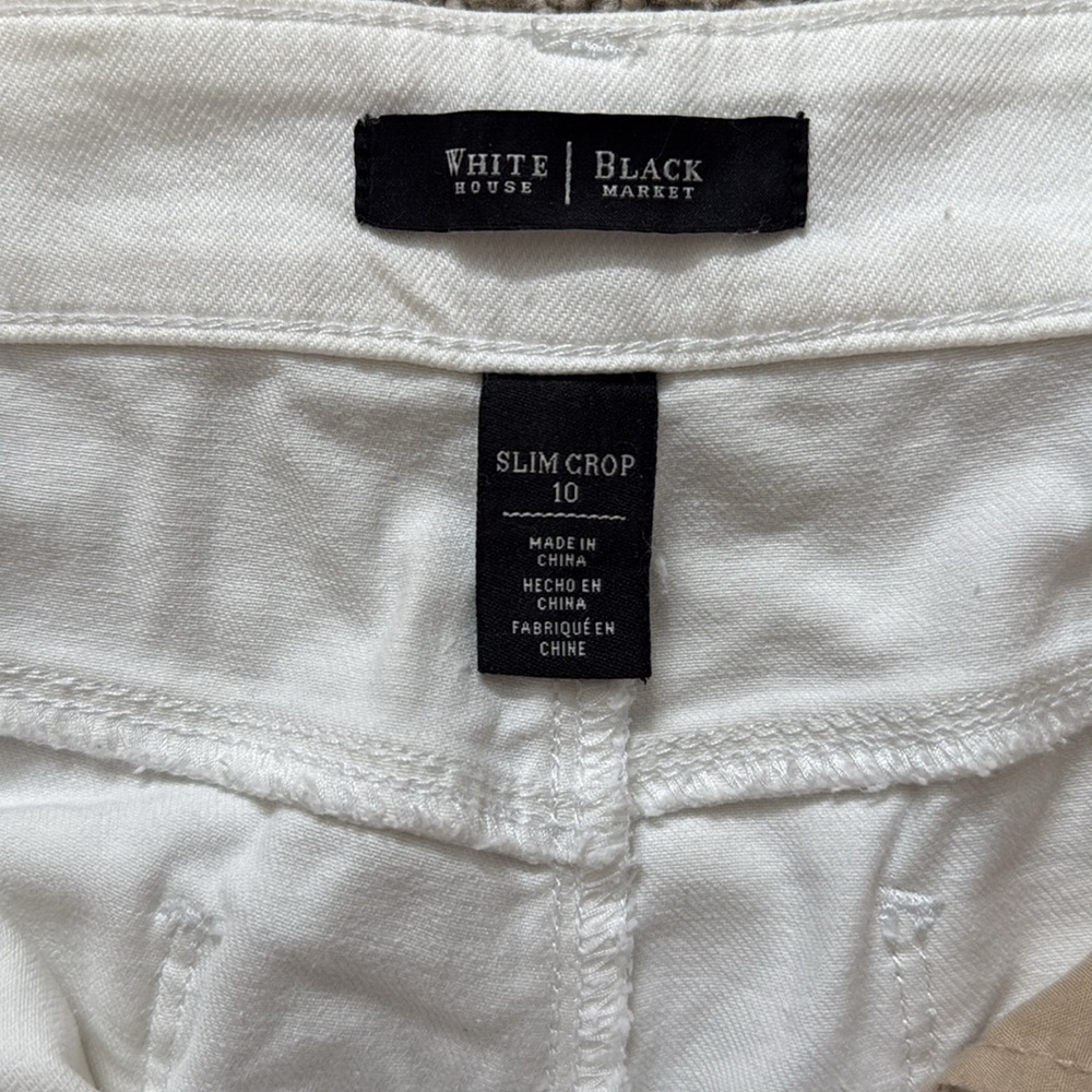 White House Black Market slim crop white pants sz 10 - Picture 2 of 6